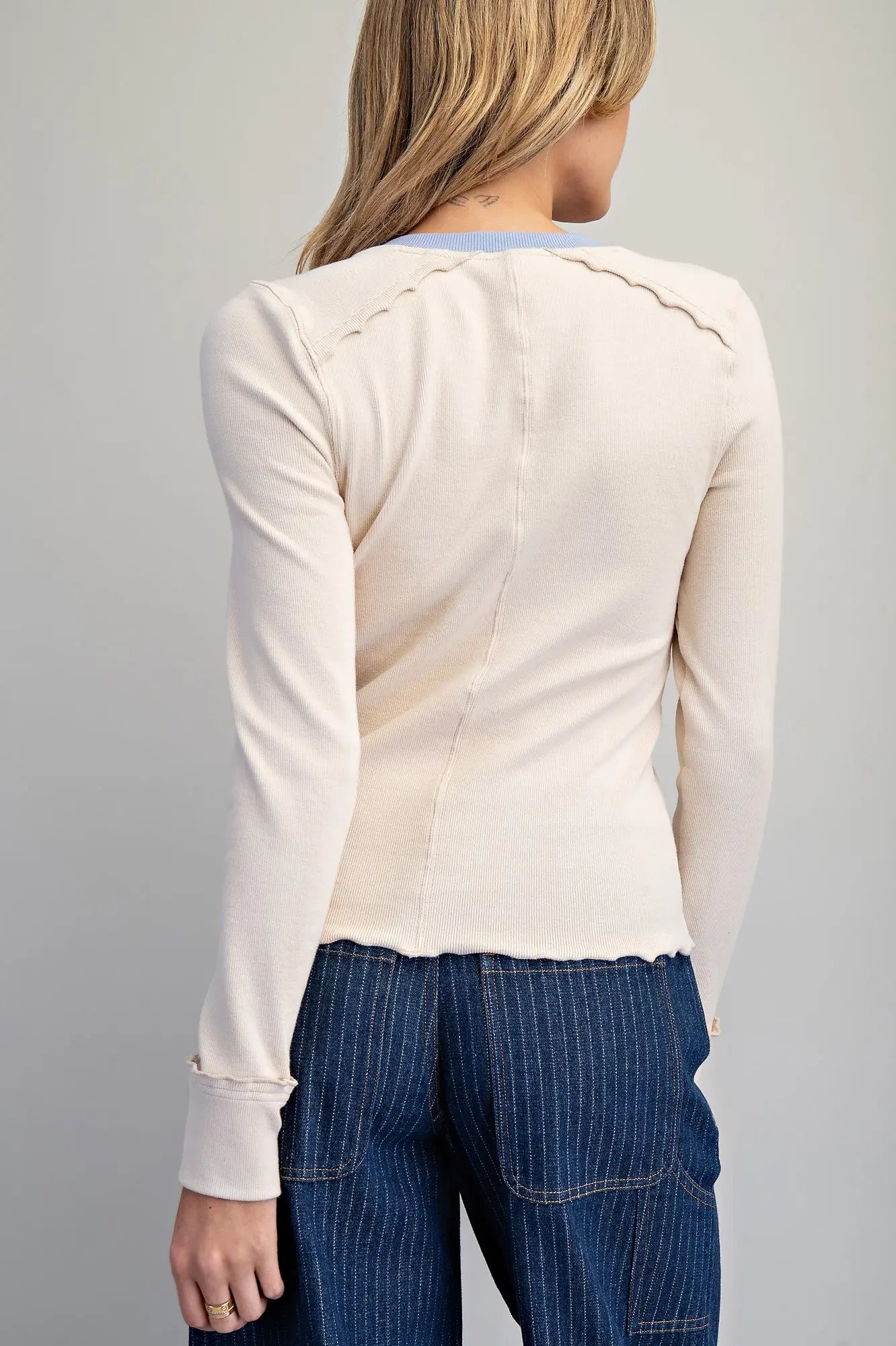Floral Embroidered Henley Top