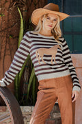 Striped Horse Scallop Edge Sweater