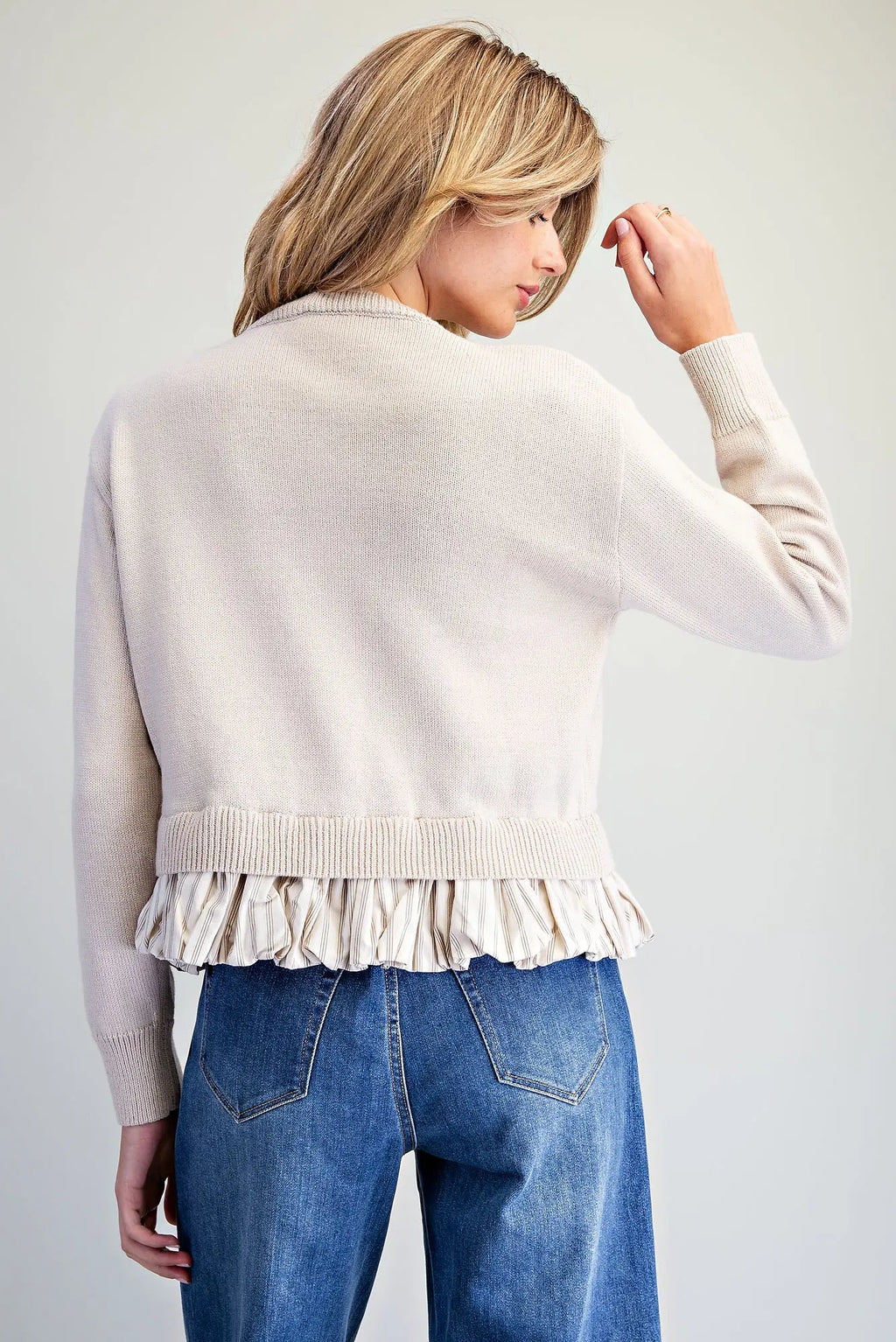 Button Down Striped Hem Cardigan ✨