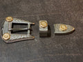 Two toned 3Piece Belt buckle set western