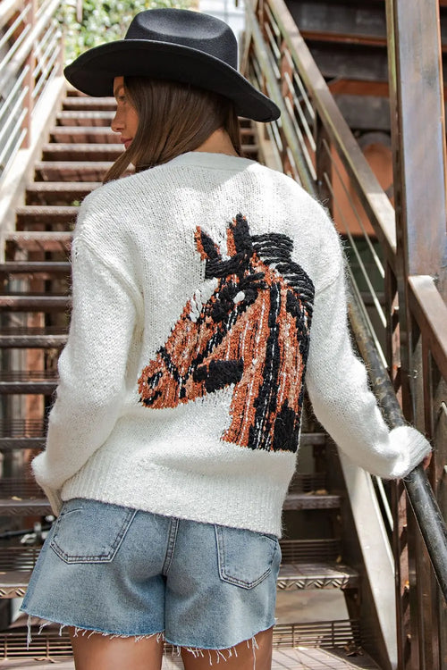Horse Graphic Long Sleeve Cardigan