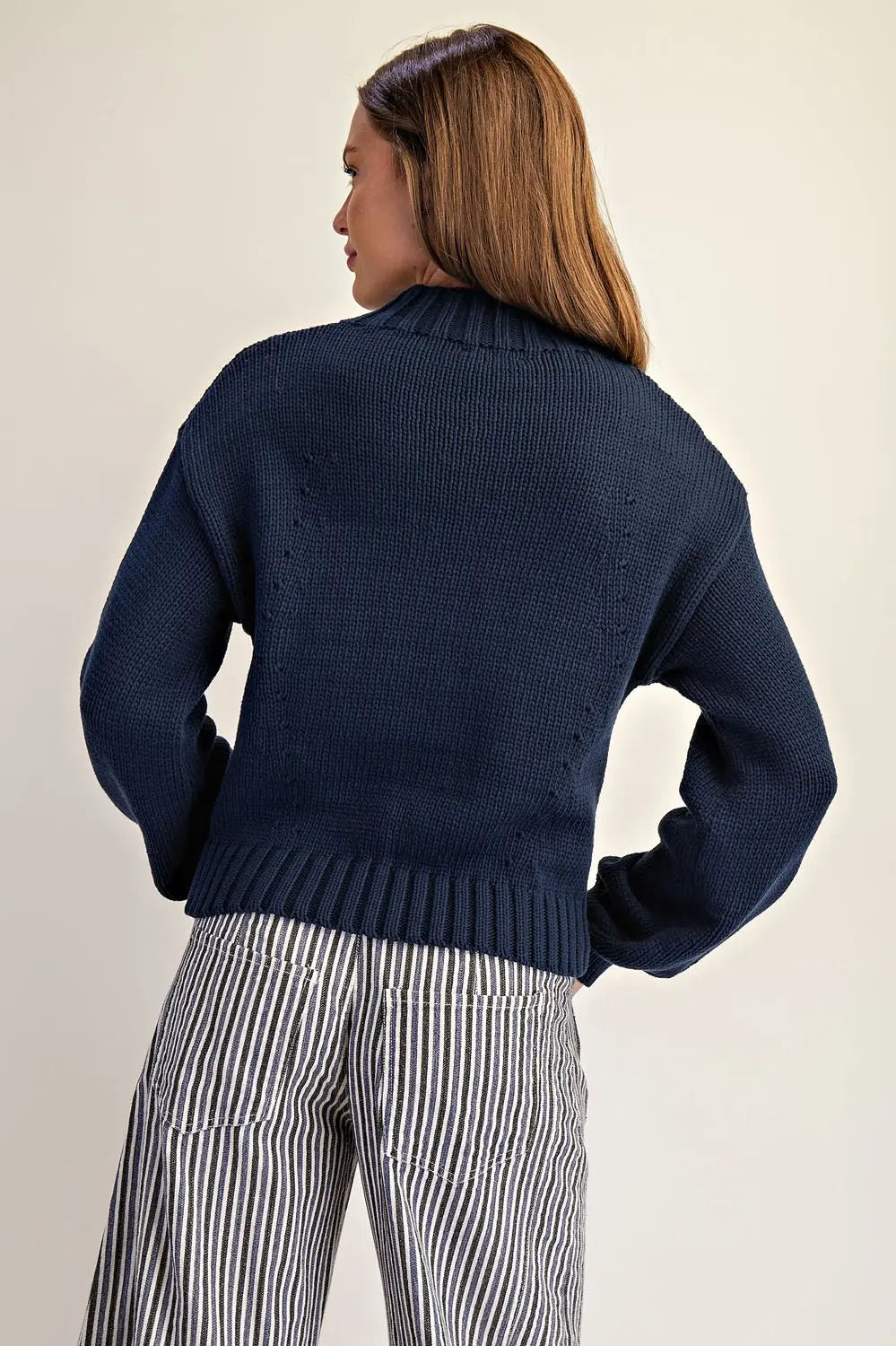 Star Graphic Mock Neck Long Sleeve Sweater