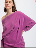 OFF SHOULDER WASHED TERRY TUNIC