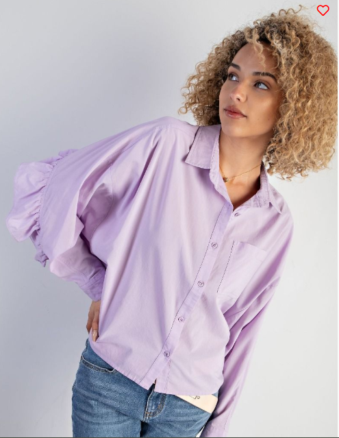 RUFFLE DETAIL CROPPED SHIRT