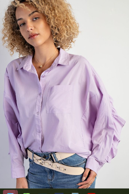 RUFFLE DETAIL CROPPED SHIRT