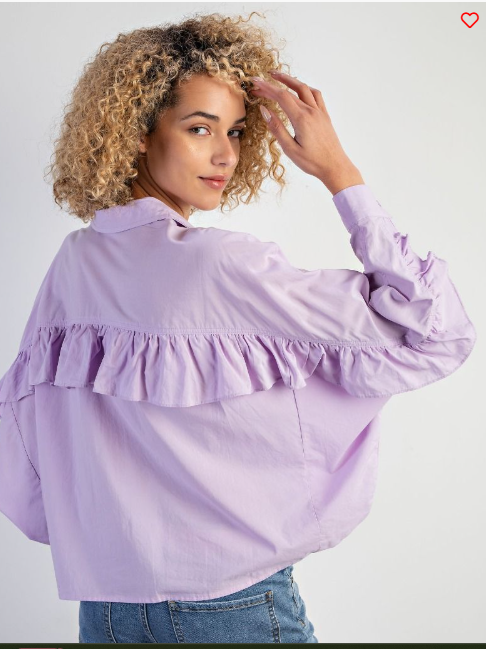 RUFFLE DETAIL CROPPED SHIRT