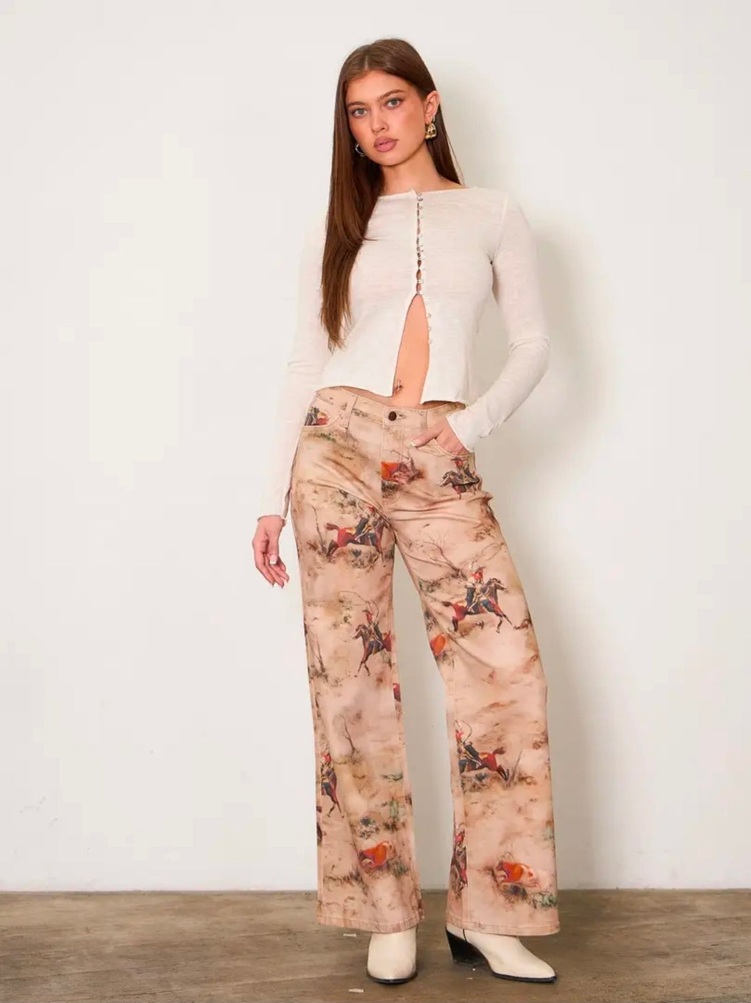 Western Cowboy Wide Leg Jeans